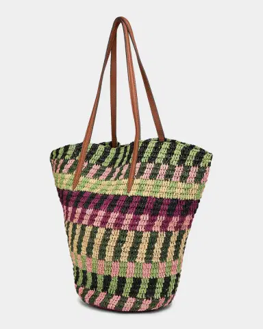Veronica Beard Striped Raffia Tote Bag | Thumbnail 3 Veronica Beard Striped Raffia Tote Bag | Thumbnail 3