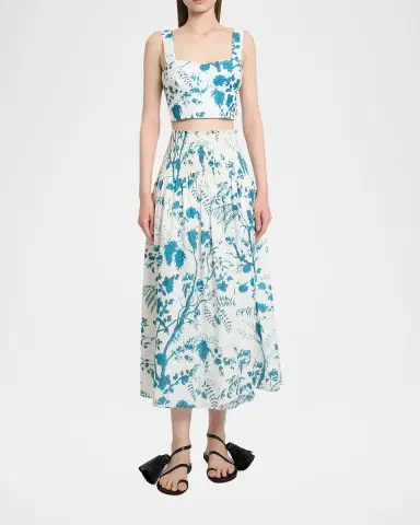 Erdem Floral Cotton-Linen Midi Skirt | Thumbnail 2 Erdem Floral Cotton-Linen Midi Skirt | Thumbnail 2