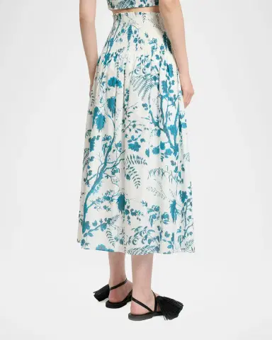 Erdem Floral Cotton-Linen Midi Skirt | Thumbnail 3 Erdem Floral Cotton-Linen Midi Skirt | Thumbnail 3