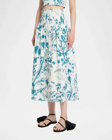Erdem Floral Cotton-Linen Midi Skirt | Thumbnail 4 Erdem Floral Cotton-Linen Midi Skirt | Thumbnail 4