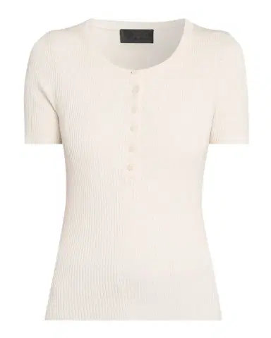 Nili Lotan Francene Short-Sleeve Rib Henley Sweater | Thumbnail 1 Nili Lotan Francene Short-Sleeve Rib Henley Sweater | Thumbnail 1