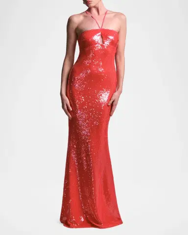 BCBGMAXAZRIA Colette Sequin Halter Column Gown | Thumbnail 2 BCBGMAXAZRIA Colette Sequin Halter Column Gown | Thumbnail 2