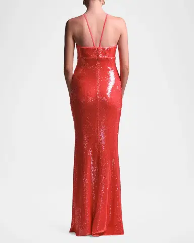 BCBGMAXAZRIA Colette Sequin Halter Column Gown | Thumbnail 3 BCBGMAXAZRIA Colette Sequin Halter Column Gown | Thumbnail 3