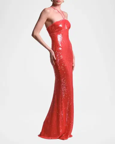 BCBGMAXAZRIA Colette Sequin Halter Column Gown | Thumbnail 4 BCBGMAXAZRIA Colette Sequin Halter Column Gown | Thumbnail 4