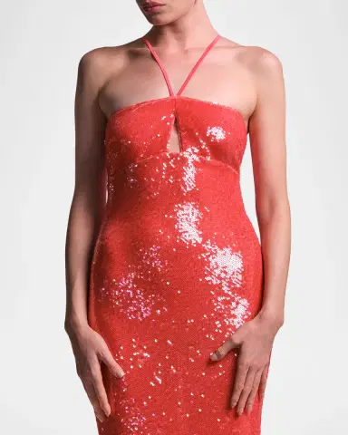 BCBGMAXAZRIA Colette Sequin Halter Column Gown | Thumbnail 5 BCBGMAXAZRIA Colette Sequin Halter Column Gown | Thumbnail 5