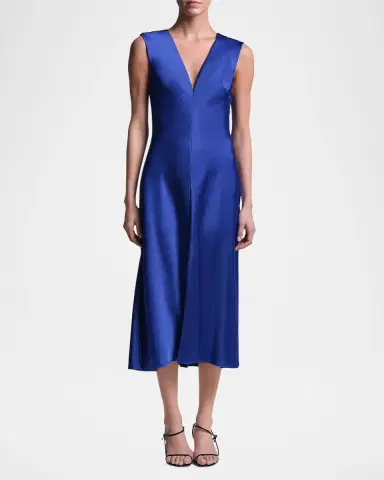 BCBGMAXAZRIA Leha Cut-Out Satin Midi Dress | Thumbnail 2 BCBGMAXAZRIA Leha Cut-Out Satin Midi Dress | Thumbnail 2
