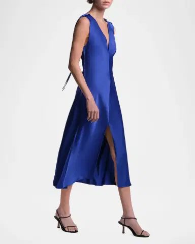BCBGMAXAZRIA Leha Cut-Out Satin Midi Dress | Thumbnail 4 BCBGMAXAZRIA Leha Cut-Out Satin Midi Dress | Thumbnail 4