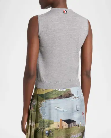 Thom Browne Sleeveless Nantucket Scenic Bow Cashmere Knit Top | Thumbnail 3 Thom Browne Sleeveless Nantucket Scenic Bow Cashmere Knit Top | Thumbnail 3