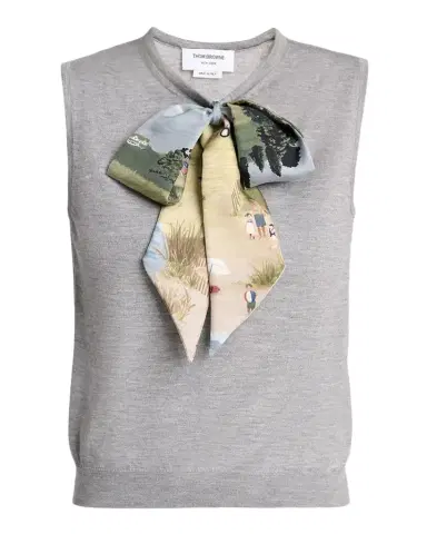 Thom Browne Sleeveless Nantucket Scenic Bow Cashmere Knit Top | Thumbnail 1 Thom Browne Sleeveless Nantucket Scenic Bow Cashmere Knit Top | Thumbnail 1