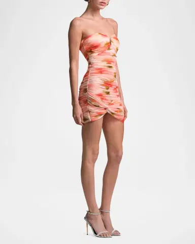 BCBGMAXAZRIA Elia Strapless Ruched Mesh Mini Dress | Thumbnail 4 BCBGMAXAZRIA Elia Strapless Ruched Mesh Mini Dress | Thumbnail 4