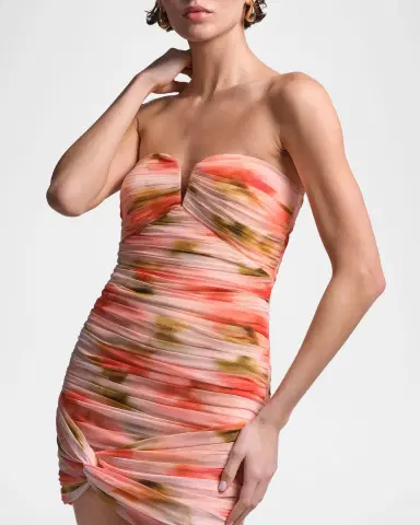 BCBGMAXAZRIA Elia Strapless Ruched Mesh Mini Dress | Thumbnail 5 BCBGMAXAZRIA Elia Strapless Ruched Mesh Mini Dress | Thumbnail 5
