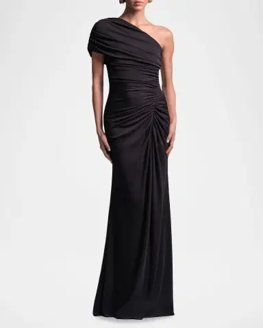 BCBGMAXAZRIA Solina Ruched One-Shoulder Stretch Jersey Gown | Thumbnail 2 BCBGMAXAZRIA Solina Ruched One-Shoulder Stretch Jersey Gown | Thumbnail 2