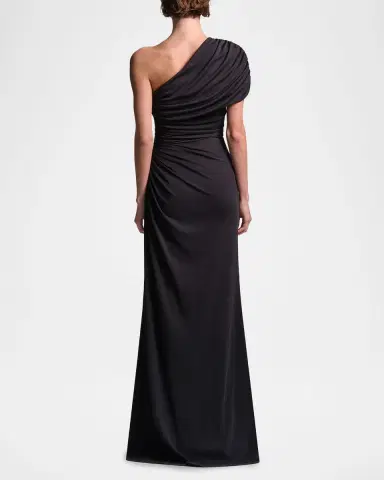 BCBGMAXAZRIA Solina Ruched One-Shoulder Stretch Jersey Gown | Thumbnail 3 BCBGMAXAZRIA Solina Ruched One-Shoulder Stretch Jersey Gown | Thumbnail 3