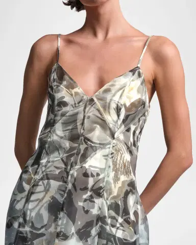 BCBGMAXAZRIA Lorelie Botanical-Print Organza Midi Dress | Thumbnail 5 BCBGMAXAZRIA Lorelie Botanical-Print Organza Midi Dress | Thumbnail 5