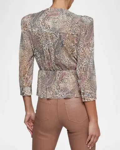 L'Agence Suri Animal-Print Ruffled Shirt | Thumbnail 3 L'Agence Suri Animal-Print Ruffled Shirt | Thumbnail 3