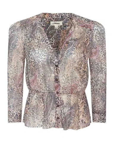 L'Agence Suri Animal-Print Ruffled Shirt | Thumbnail 1 L'Agence Suri Animal-Print Ruffled Shirt | Thumbnail 1