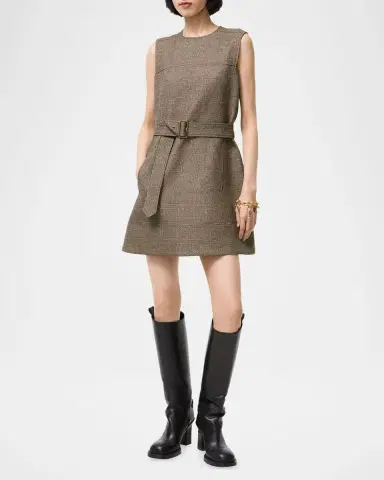 Burberry Alix Sleeveless Prince of Wales Check Belted Mini Dress | Thumbnail 2 Burberry Alix Sleeveless Prince of Wales Check Belted Mini Dress | Thumbnail 2