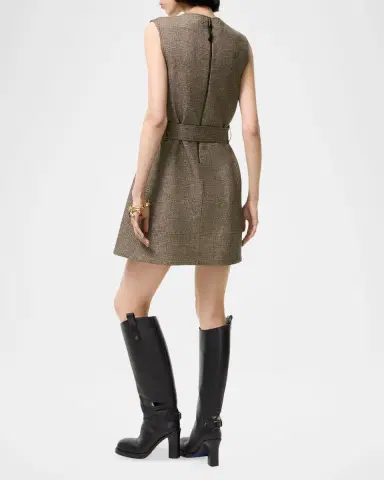 Burberry Alix Sleeveless Prince of Wales Check Belted Mini Dress | Thumbnail 3 Burberry Alix Sleeveless Prince of Wales Check Belted Mini Dress | Thumbnail 3