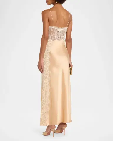 LoveShackFancy Shia Lace-Trim Silk-Blend A-Line Maxi Slipdress | Thumbnail 3 LoveShackFancy Shia Lace-Trim Silk-Blend A-Line Maxi Slipdress | Thumbnail 3