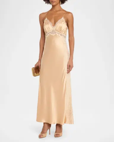 LoveShackFancy Shia Lace-Trim Silk-Blend A-Line Maxi Slipdress | Thumbnail 4 LoveShackFancy Shia Lace-Trim Silk-Blend A-Line Maxi Slipdress | Thumbnail 4
