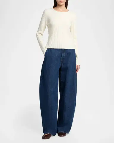 Jil Sander Wool-Cashmere Rib Crewneck Sweater | Thumbnail 2 Jil Sander Wool-Cashmere Rib Crewneck Sweater | Thumbnail 2