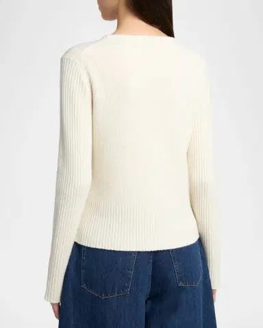Jil Sander Wool-Cashmere Rib Crewneck Sweater | Thumbnail 3 Jil Sander Wool-Cashmere Rib Crewneck Sweater | Thumbnail 3