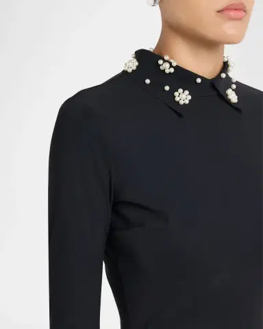 Chiara Boni La Petite Robe Ferflo Embellished Long-Sleeve Gathered Midi Dress | Thumbnail 5 Chiara Boni La Petite Robe Ferflo Embellished Long-Sleeve Gathered Midi Dress | Thumbnail 5