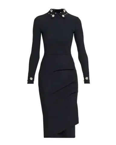 Chiara Boni La Petite Robe Ferflo Embellished Long-Sleeve Gathered Midi Dress | Thumbnail 1 Chiara Boni La Petite Robe Ferflo Embellished Long-Sleeve Gathered Midi Dress | Thumbnail 1