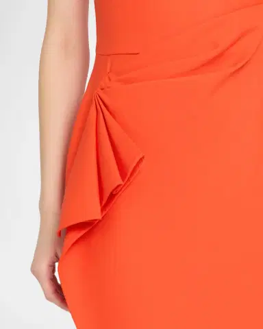 Oscar de la Renta Short-Sleeve Draped Midi Dress | Thumbnail 5 Oscar de la Renta Short-Sleeve Draped Midi Dress | Thumbnail 5