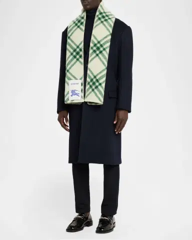 Burberry Men's Check Wool Scarf | Thumbnail 2 Burberry Men's Check Wool Scarf | Thumbnail 2