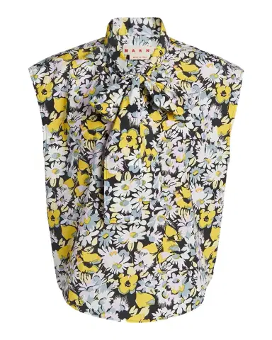 Marni Floral Tie-Neck Blouse | Thumbnail 1 Marni Floral Tie-Neck Blouse | Thumbnail 1