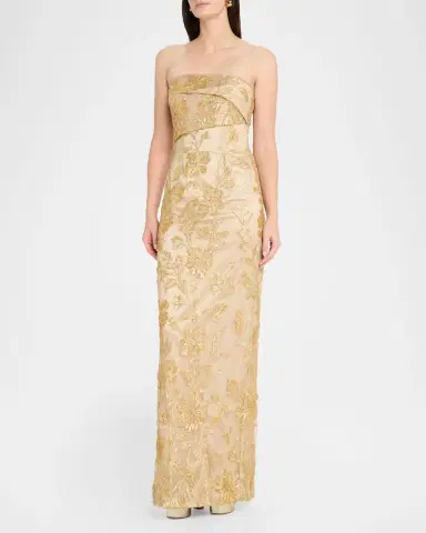 Rene Ruiz Collection Embellished Floral Strapless Column Gown | Thumbnail 4 Rene Ruiz Collection Embellished Floral Strapless Column Gown | Thumbnail 4