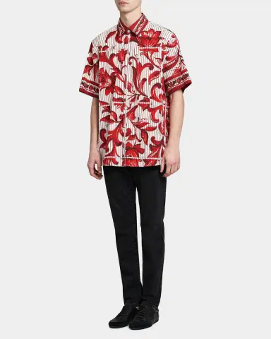 Dolce & Gabbana Men's Majolica-Print Short-Sleeve Shirt | Thumbnail 2 Dolce & Gabbana Men's Majolica-Print Short-Sleeve Shirt | Thumbnail 2