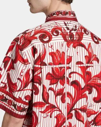 Dolce & Gabbana Men's Majolica-Print Short-Sleeve Shirt | Thumbnail 5 Dolce & Gabbana Men's Majolica-Print Short-Sleeve Shirt | Thumbnail 5