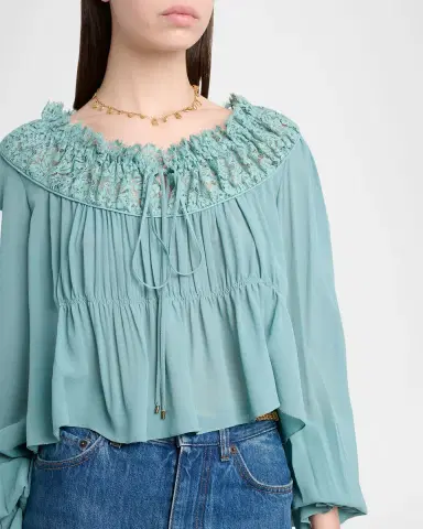 Chloé Iconic Organic Silk Georgette Top | Thumbnail 4 Chloé Iconic Organic Silk Georgette Top | Thumbnail 4