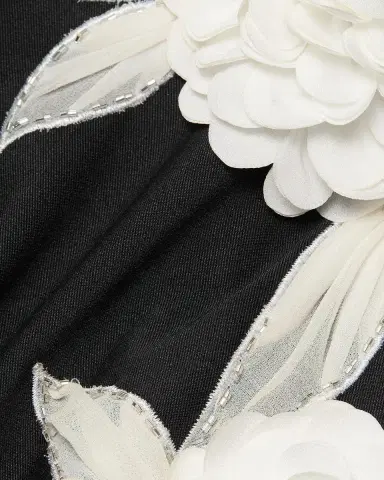 Badgley Mischka Floral-Embroidered Stretch Mikado Column Gown | Thumbnail 6 Badgley Mischka Floral-Embroidered Stretch Mikado Column Gown | Thumbnail 6