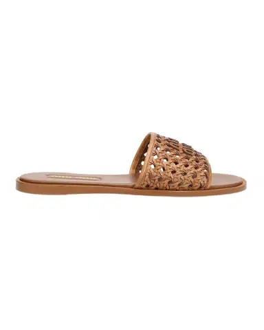 Miu Miu Woven Leather Flat Slide Sandals | Thumbnail 1 Miu Miu Woven Leather Flat Slide Sandals | Thumbnail 1