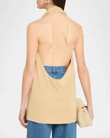 TOTEME Plunging Twisted Jersey Halter Top | Thumbnail 3 TOTEME Plunging Twisted Jersey Halter Top | Thumbnail 3