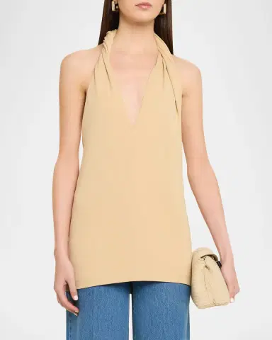 TOTEME Plunging Twisted Jersey Halter Top | Thumbnail 4 TOTEME Plunging Twisted Jersey Halter Top | Thumbnail 4