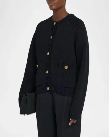 TOTEME Hammered Button Knit Cardigan | Thumbnail 4 TOTEME Hammered Button Knit Cardigan | Thumbnail 4