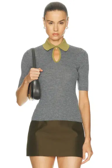 Jil Sander Short Sleeve Polo Sweater | Thumbnail 1 Jil Sander Short Sleeve Polo Sweater | Thumbnail 1
