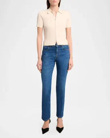 Victoria Beckham Ribbed Polo Top | Thumbnail 2 Victoria Beckham Ribbed Polo Top | Thumbnail 2