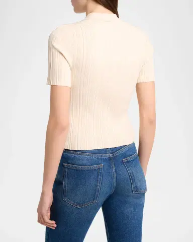 Victoria Beckham Ribbed Polo Top | Thumbnail 3 Victoria Beckham Ribbed Polo Top | Thumbnail 3