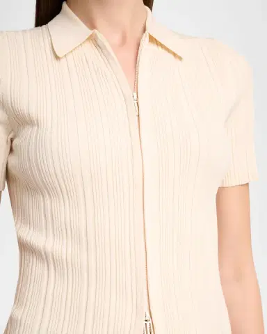 Victoria Beckham Ribbed Polo Top | Thumbnail 5 Victoria Beckham Ribbed Polo Top | Thumbnail 5
