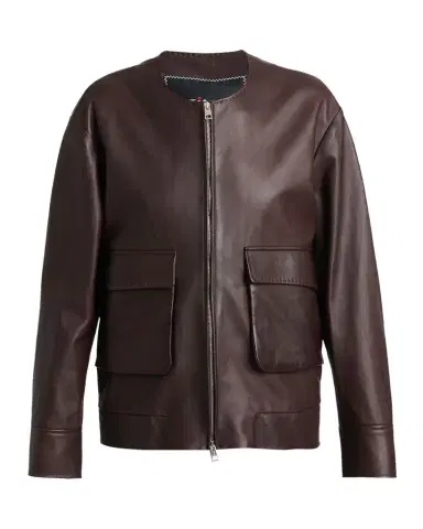 Kiton Collarless Leather Bomber Jacket | Thumbnail 1 Kiton Collarless Leather Bomber Jacket | Thumbnail 1