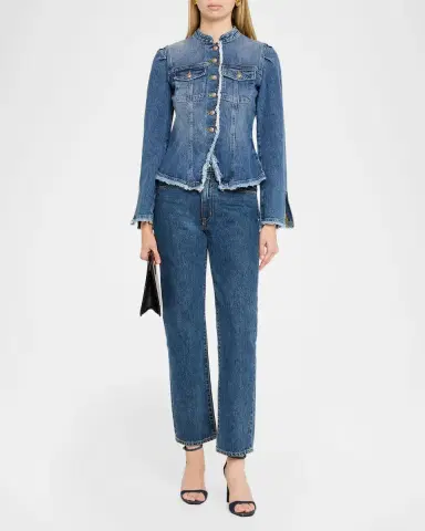 Cinq à Sept Avril Frayed Denim Jacket | Thumbnail 2 Cinq à Sept Avril Frayed Denim Jacket | Thumbnail 2