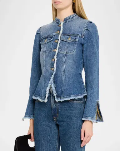 Cinq à Sept Avril Frayed Denim Jacket | Thumbnail 4 Cinq à Sept Avril Frayed Denim Jacket | Thumbnail 4
