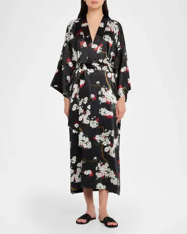 Olivia von Halle Queenie René Floral-Print Silk Robe | Thumbnail 2 Olivia von Halle Queenie René Floral-Print Silk Robe | Thumbnail 2