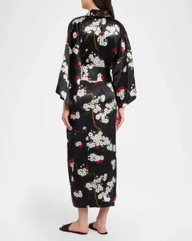 Olivia von Halle Queenie René Floral-Print Silk Robe | Thumbnail 3 Olivia von Halle Queenie René Floral-Print Silk Robe | Thumbnail 3