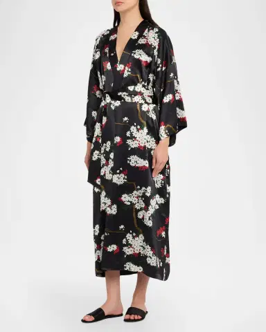Olivia von Halle Queenie René Floral-Print Silk Robe | Thumbnail 4 Olivia von Halle Queenie René Floral-Print Silk Robe | Thumbnail 4